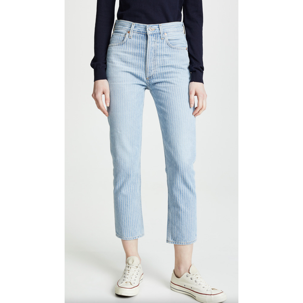 C Of H Charlotte Railroad Crop High Rise Straight Jeans In Laguna Stripe 27